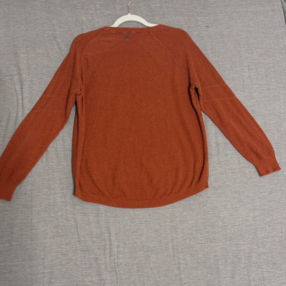 Prana Mens Burnt Orange Rust Mixed Knit Raglan Crewneck Sweater Size M